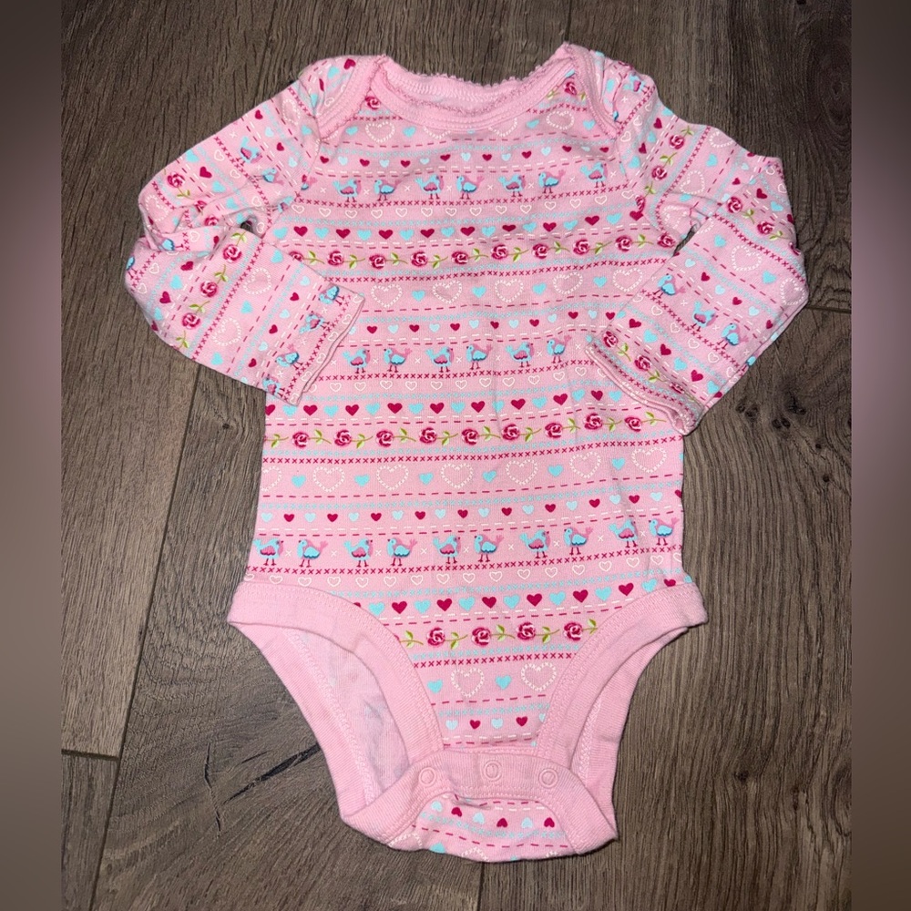 BabiesRUs Pink Heart Pattern Bodysuit
